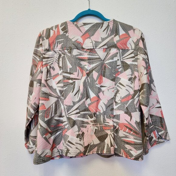 Ruby Rd Jacket Blazer S Textured Cotton Stretch Abstract Coastal Button Office - Picture 5 of 10